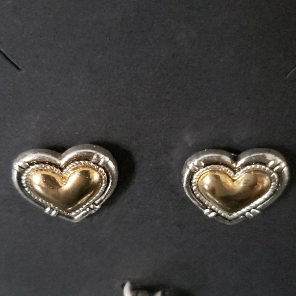 Gold and Silver Plated Heart-Shaped Pendant and Pierced Earring Set  NWOT - Picture 3 of 6